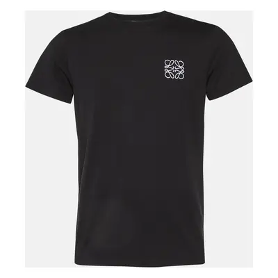 Loewe Black Anagram Embroidered Cotton Crew Neck T-Shirt