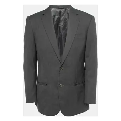 Balmain Grey Crepe Single Breasted Blazer