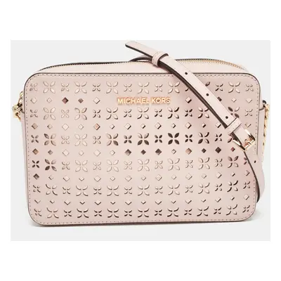 Michael Kors Light Pink Leather Lasercut East West Crossbody Bag