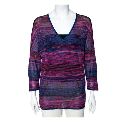 M Missoni Multicolored Lurex Knit V-Neck Top