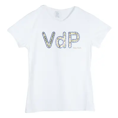 VDP White Swarovski Embellished Logo Tshirt