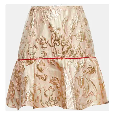 Sandro Pink/Gold Jacquard Mini Skirt