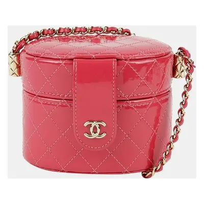 Chanel Pink Patent Leather Vanity Case Shoulder Bag