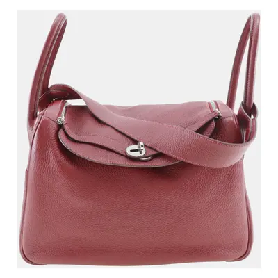 Hermes Burgundy Leather Lindy shoulder bag