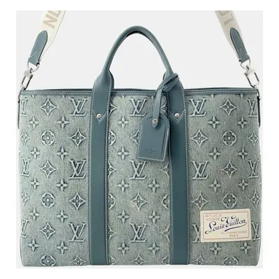 Louis Vuitton Blue Monogram Washed Denim Weekend Tote NM