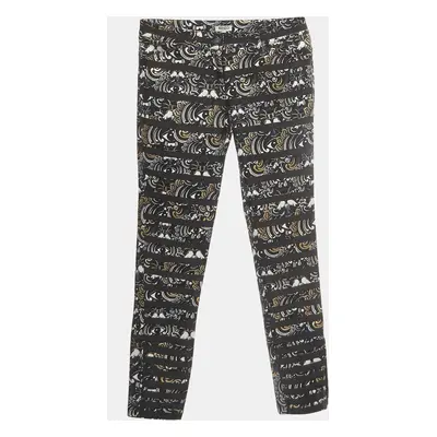 Kenzo Black 'The Eye' Print Gabardine Stripe Applique Trousers