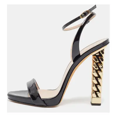 Giuseppe Zanotti Black Patent Leather Cathy Ankle Strap Sandals Size