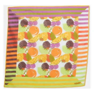 Kenzo Multicolor Fruits Print Cotton Square Scarf