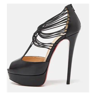 Christian Louboutin Black Leather Confusalta Platform Sandals Size 37.5