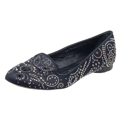 Gina Black Satin Studded Ballet Flats Size 36.5