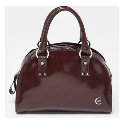 Cerruti Burgundy Patent Leather Zip Satchel