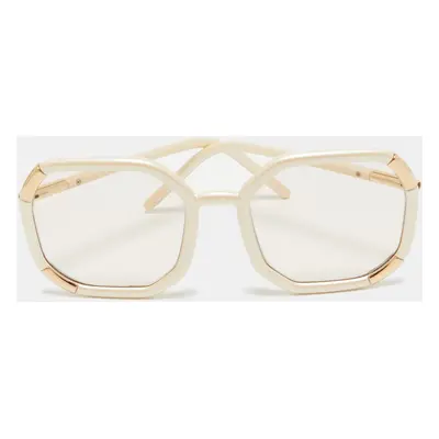 Prada Cream SPR20X Geometric Frame Oversized Sunglasses