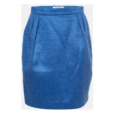 Max Mara Blue Mohair Wool Pencil Skirt