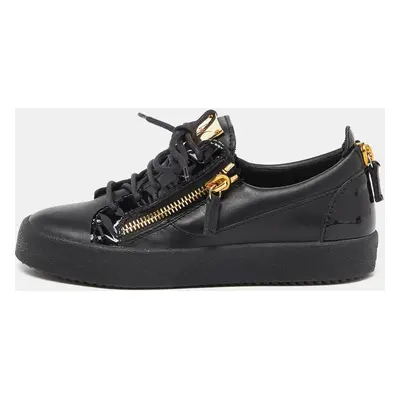 Giuseppe Zanotti Black Patent and Leather Frankie Low Top Sneakers Size 38.5