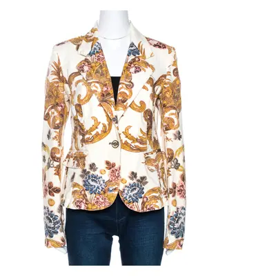 Just Cavalli Cream Floral Print Cotton Jacket