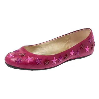 Jimmy Choo Pink Leather Western Star Studded Ballet Flats Size