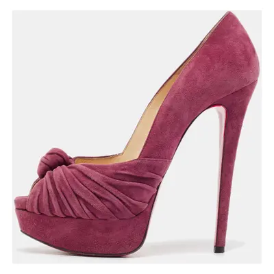 Christian Louboutin Burgundy Suede Lady Gres Platform Pumps Size 37.5