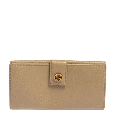 Gucci Beige Leather Interlocking G Continental Wallet