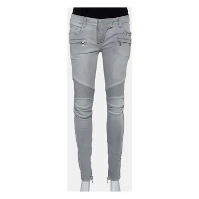 Balmain Grey Denim Biker Jeans