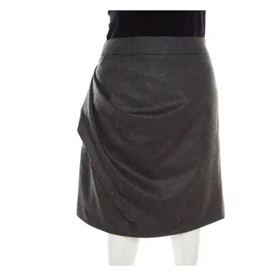 Emporio Armani Grey Knit Draped Mini Skirt