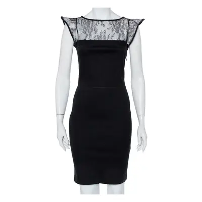 Valentino Black Knit & Lace Paneled Sheath Dress