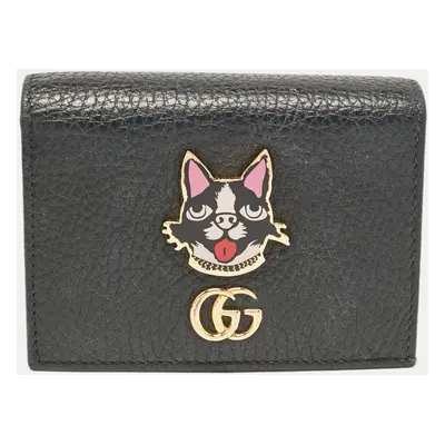 Gucci Black Leather GG Marmont Bosco Card Case