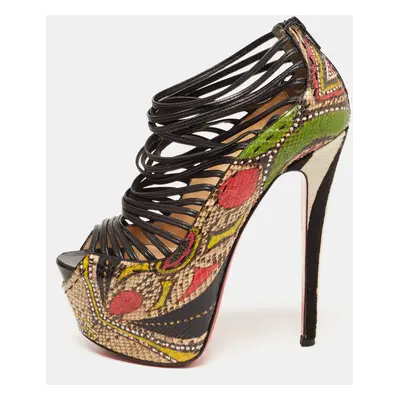 Christian Louboutin Multicolor/Black Python and Leather Zoulou Pumps Size 37.5