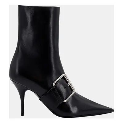 Balenciaga Black Leather Ankle Buckle Boots EU