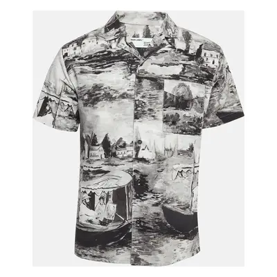 Off-White Grey Printed Cotton Buttoned Up Shirt