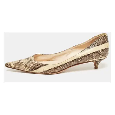 Jimmy Choo Beige/Brown Snakeskin Embossed Leather Anouk Pumps Size 35.5