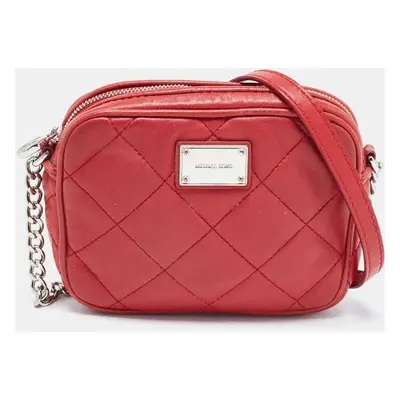 Michael Kors Red Quilted Leather Camera Shoulder Bag