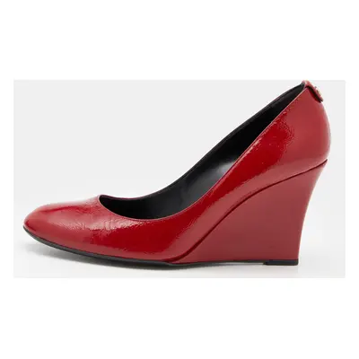 Gucci Red Patent Leather Wedge Round Toe Pumps Size