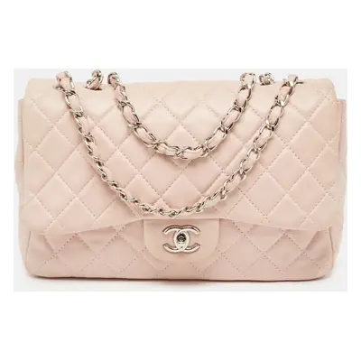 Chanel Light Pink Quilted Leather Jumbo Classic Single Flap Bag