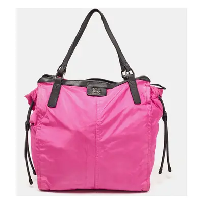 Burberry Magenta Nylon and Leather Buckleigh Tote