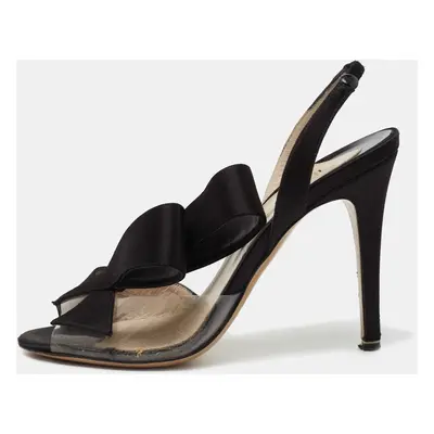 Nicholas Kirkwood Black Satin Ankle Strap Sandals Size