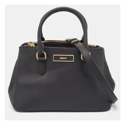 DKNY Black Saffiano Leather Robinson Double Zip Tote