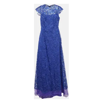 Tadashi Shoji Blue Floral Lace Gown