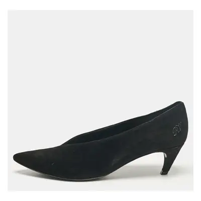 Sergio Rossi Black Suede Pointed Toe Pumps Size 38.5