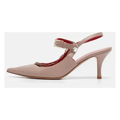 Valentino Dusty Pink Leather Chain Link Slingback Pumps Size