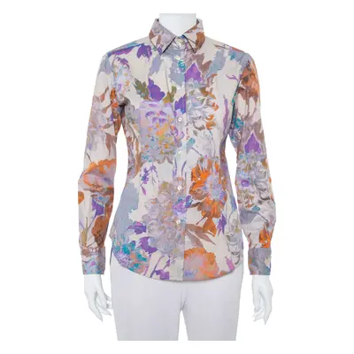 Etro Multicolor Abstract Floral Printed Cotton Button Front Fitted Shirt