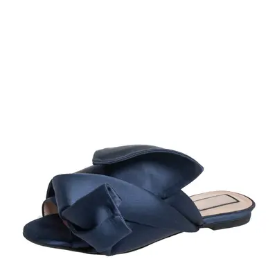 Nº21 Blue Satin Knot Flat Mules Size