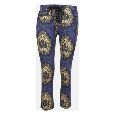 Isabel Marant Etoile Purple Floral Print Cotton Lace-Up Trousers