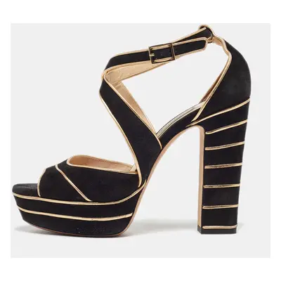 Jimmy Choo Black Suede April Platform Sandals Size