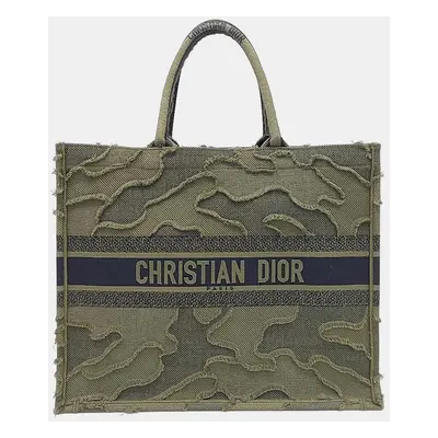 Dior Deep Khaki Canvas Book Tote Bag