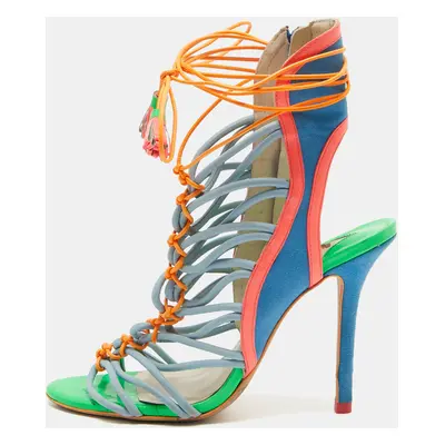 Sophia Webster Multicolor Leather and Suede Lacey Sandals Size