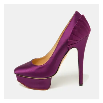 Charlotte Olympia Purple Satin Platform Pumps Size