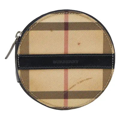 Burberry Beige-Black House Check PVC And Leather Round Coin Pouch