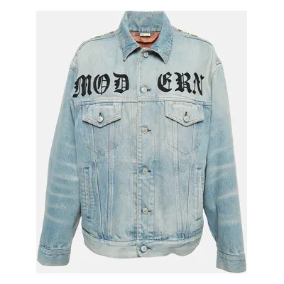 Gucci Blue Denim Embroidered Denim Jacket