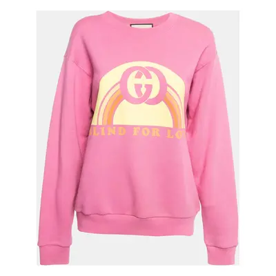 Gucci Pink Blind For Love Print Cotton Knit Sweatshirt