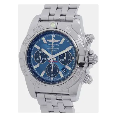 Breitling Blue Stainless Steel Chronomat Automatic Chronograph Men's Wristwatch mm